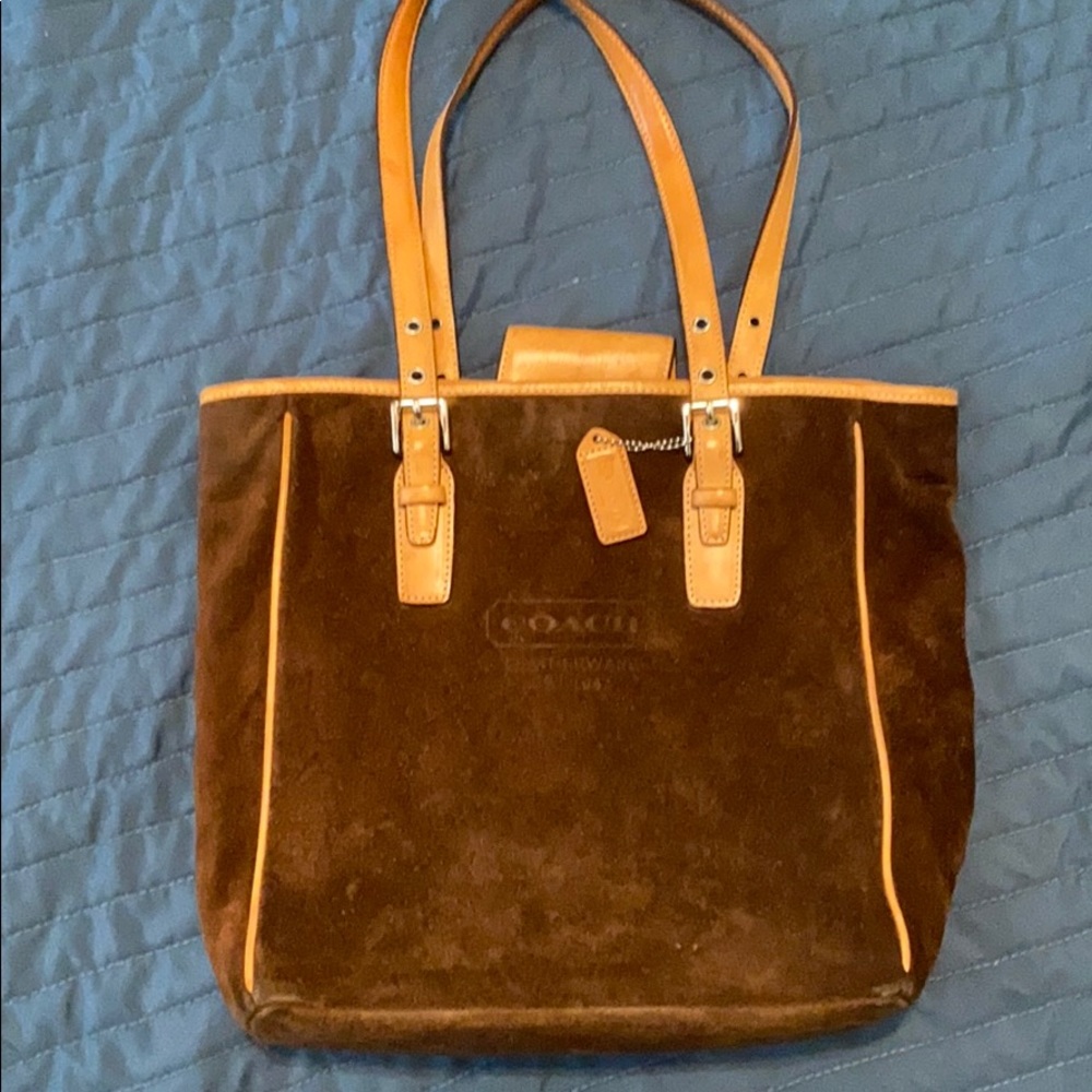 Brown Suede Coach handbag